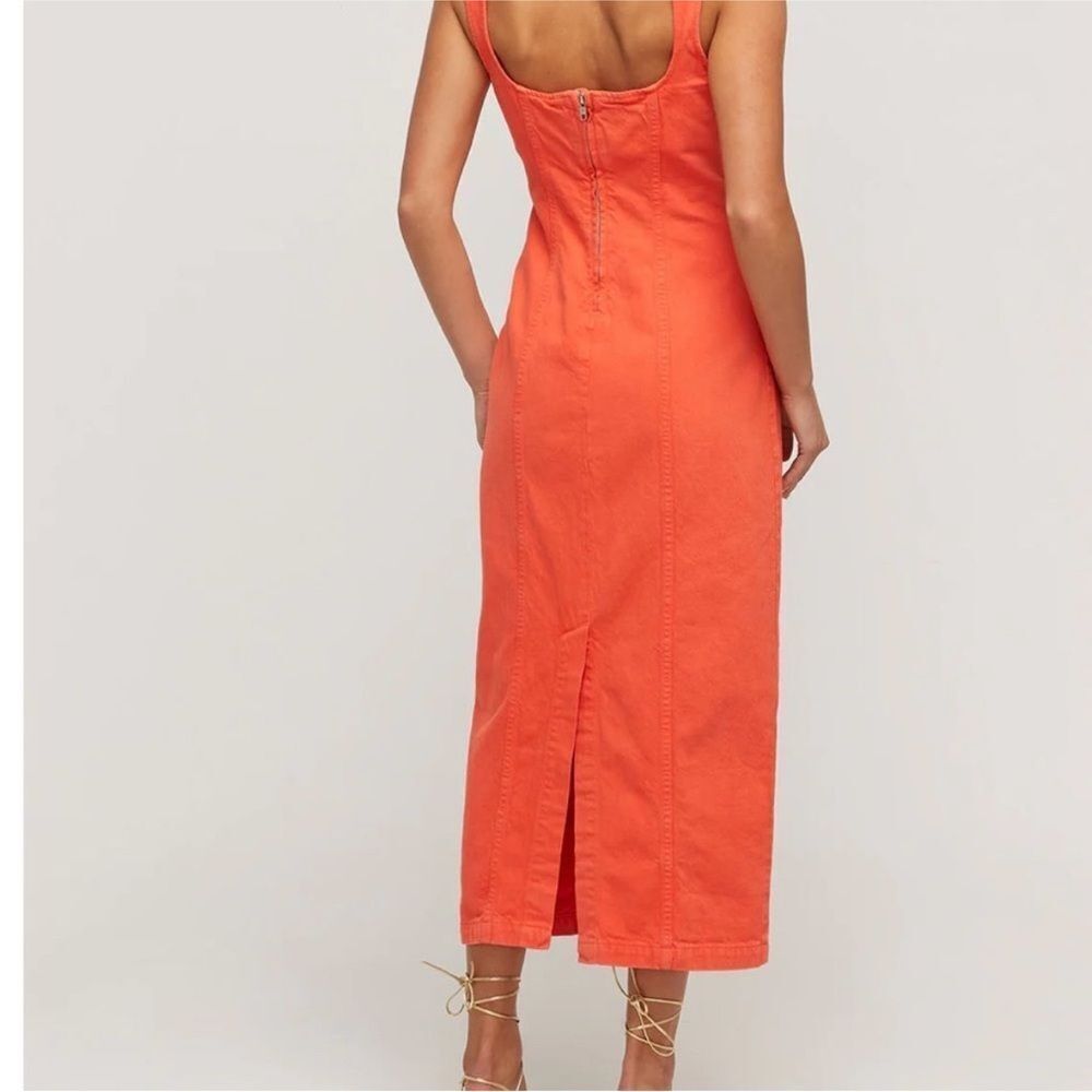 Revolve Mara Hoffman Poppy Orange Sleeveless Denim Midi Dress NWOT Size 2 - Picture 8 of 9
